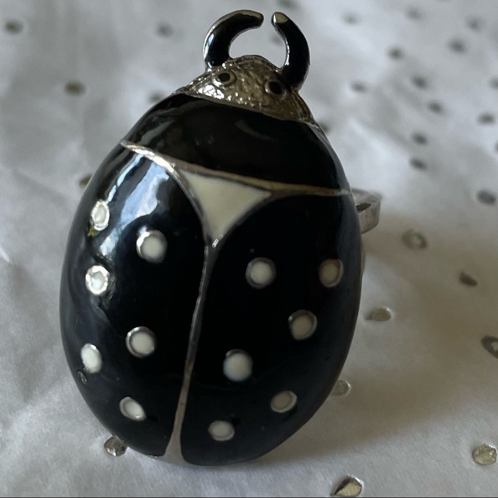 RARE Anne Fontaine Enamel Ladybug Ring Sz 8.5